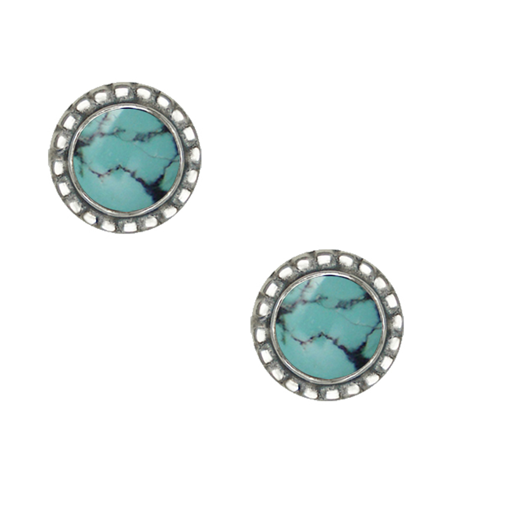 Sterling Silver Small Chinese Turquoise Post Stud Earrings